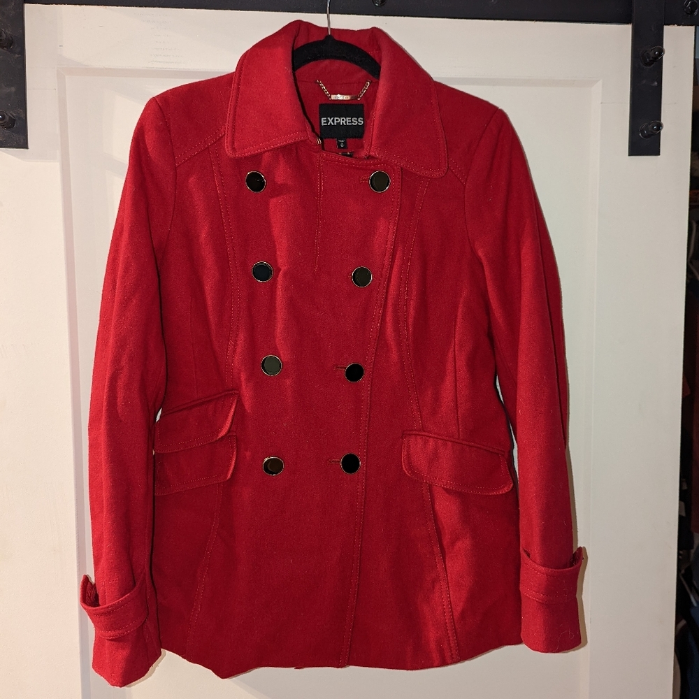 Express Red Pea Coat